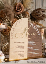 TABLE DECOR SIGNS Wood Eco Rustic Table numbers Acrylic Arch Dessert Menu, Ivory Frozen Acrylic gold Candy Bar Sign, Gold Plexi Table Dessert Menu Menu Combo Luxury Wedding Table Decor, Wedding Signage Golden15