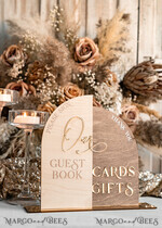 TABLE DECOR SIGNS Wood Eco Rustic Table numbers Rustic wood Golden Acrylic gifts & cards signs with stand, Wooden gold guestbook Sign, Golden Plexi wood  gifts & cards signs, Luxury Wedding guestbook Decor Centerpieces13