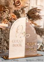 TABLE DECOR SIGNS Wood Eco Rustic Table numbers Rustic wood Golden Acrylic gifts & cards signs with stand, Wooden gold guestbook Sign, Golden Plexi wood  gifts & cards signs, Luxury Wedding guestbook Decor Centerpieces13