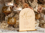 TABLE DECOR SIGNS Wood Eco Rustic Table numbers Rustic Wooden Arch Dinner menu, Wood & Acrylic gold Table Sign, Gold Barn Plexi Wedding Menu Combo Rustic Boho Wedding Table Decor, Wedding Signage Golden mirror table Menus14