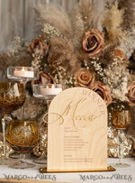 TABLE DECOR SIGNS Wood Eco Rustic Table numbers Rustic Wooden Arch Dinner menu, Wood & Acrylic gold Table Sign, Gold Barn Plexi Wedding Menu Combo Rustic Boho Wedding Table Decor, Wedding Signage Golden mirror table Menus14