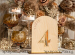TABLE DECOR SIGNS Wood Eco Rustic Table numbers Rustic Wood Arch Wedding Table Numbers, Wooden Gold Plexi Table Numbers, Country Barn Wedding Table Decor, Wedding Signage Wood Golden mirror table numbers12