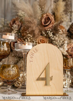 TABLE DECOR SIGNS Wood Eco Rustic Table numbers Rustic Wood Arch Wedding Table Numbers, Wooden Gold Plexi Table Numbers, Country Barn Wedding Table Decor, Wedding Signage Wood Golden mirror table numbers12