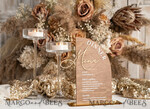 TABLE DECOR SIGNS Wood Eco Rustic Table numbers Rustic Wooden half Arch Dinner menu, Wood & Acrylic gold Table Sign, Gold Barn Plexi Wedding Menu Combo Rustic Boho Wedding Table Decor, Wedding Signage Golden mirror table Menus9