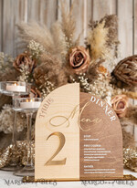 TABLE DECOR SIGNS Wood Eco Rustic Table numbers Rustic Wooden Arch Table Number & dinner menu Combo, Wood & Acrylic gold Sign, Gold Barn Plexi Table Numbers & Menu Combo Rustic Boho Wedding Table Decor, Wedding Signage Golden mirror table numbers & Menu16