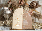 TABLE DECOR SIGNS Wood Eco Rustic Table numbers Rustic Wooden Arch Table Number & dinner menu Combo, Wood & Acrylic gold Sign, Gold Barn Plexi Table Numbers & Menu Combo Rustic Boho Wedding Table Decor, Wedding Signage Golden mirror table numbers & Menu16