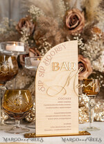TABLE DECOR SIGNS Wood Eco Rustic Table numbers Acrylic Arch Bar Menu, gold Plexi Ivory Velvet Drink Bar Menu Sign with Stand, Beige Plexi Table Bar Menu Luxury Wedding Table Decor, Wedding Signage Ecru drink Bar Menu 11