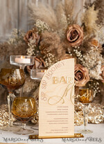 TABLE DECOR SIGNS Wood Eco Rustic Table numbers Acrylic Arch Bar Menu, gold Plexi Ivory Velvet Drink Bar Menu Sign with Stand, Beige Plexi Table Bar Menu Luxury Wedding Table Decor, Wedding Signage Ecru drink Bar Menu 11
