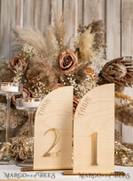 TABLE DECOR SIGNS Wood Eco Rustic Table numbers Rustic Wood Half Arch Wedding Table Numbers, Wooden Gold Plexi Table Numbers, Country Barn Wedding Table Decor, Wedding Signage Wood Golden mirror table numbers25