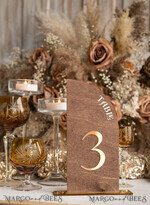 TABLE DECOR SIGNS Wood Eco Rustic Table numbers Rustic Wood Half Arch Wedding Table Numbers, Wooden Gold Plexi Table Numbers, Country Barn Wedding Table Decor, Wedding Signage Wood Golden mirror table numbers25