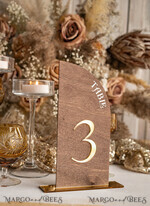 TABLE DECOR SIGNS Wood Eco Rustic Table numbers Rustic Wood Half Arch Wedding Table Numbers, Wooden Gold Plexi Table Numbers, Country Barn Wedding Table Decor, Wedding Signage Wood Golden mirror table numbers25