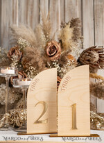 TABLE DECOR SIGNS Wood Eco Rustic Table numbers Rustic Wood Half Arch Wedding Table Numbers, Wooden Gold Plexi Table Numbers, Country Barn Wedding Table Decor, Wedding Signage Wood Golden mirror table numbers25
