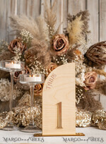 TABLE DECOR SIGNS Wood Eco Rustic Table numbers Rustic Wood Half Arch Wedding Table Numbers, Wooden Gold Plexi Table Numbers, Country Barn Wedding Table Decor, Wedding Signage Wood Golden mirror table numbers25