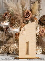 TABLE DECOR SIGNS Wood Eco Rustic Table numbers Rustic Wood Half Arch Wedding Table Numbers, Wooden Gold Plexi Table Numbers, Country Barn Wedding Table Decor, Wedding Signage Wood Golden mirror table numbers25