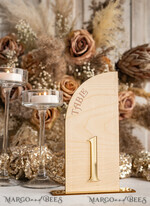 TABLE DECOR SIGNS Wood Eco Rustic Table numbers Rustic Wood Half Arch Wedding Table Numbers, Wooden Gold Plexi Table Numbers, Country Barn Wedding Table Decor, Wedding Signage Wood Golden mirror table numbers25
