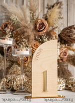 TABLE DECOR SIGNS Wood Eco Rustic Table numbers Rustic Wood Half Arch Wedding Table Numbers, Wooden Gold Plexi Table Numbers, Country Barn Wedding Table Decor, Wedding Signage Wood Golden mirror table numbers25