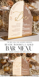 TABLE DECOR SIGNS Wood Eco Rustic Table numbers Rustic Wooden Arch Bar Menu Combo, Wood & Plexi Glass gold Drink Bar Menu Sign with Stand, Wooden Country Barn Wooden Table Bar Menu & Coctails Combo Rustical Wedding Table Decor, Wedding Signage Eco drink Bar Menu 14