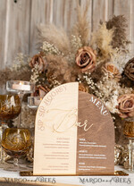 TABLE DECOR SIGNS Wood Eco Rustic Table numbers Rustic Wooden Arch Bar Menu Combo, Wood & Plexi Glass gold Drink Bar Menu Sign with Stand, Wooden Country Barn Wooden Table Bar Menu & Coctails Combo Rustical Wedding Table Decor, Wedding Signage Eco drink Bar Menu 14