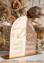 TABLE DECOR SIGNS Wood Eco Rustic Table numbers Rustic Wooden Arch Bar Menu Combo, Wood & Plexi Glass gold Drink Bar Menu Sign with Stand, Wooden Country Barn Wooden Table Bar Menu & Coctails Combo Rustical Wedding Table Decor, Wedding Signage Eco drink Bar Menu 14