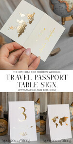 PLACE CARDS / TABLE CARDS Beach/marine/ Destionation Wedding Theme Travel Passport Gold Foil Wedding Place Cards, Wedding Escort Card, Elegant Destination place cards, Personalized wedding decoration8