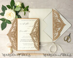 WEDDING INVITATIONS lasercut  Elegant Wedding invitations suite, lace Rustic wedding invitation set, rustical wedding invites, eco rustic weding cards 7
