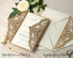 WEDDING INVITATIONS lasercut  Elegant Wedding invitations suite, lace Rustic wedding invitation set, rustical wedding invites, eco rustic weding cards 7