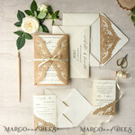 WEDDING INVITATIONS lasercut  Elegant Wedding invitations suite, lace Rustic wedding invitation set, rustical wedding invites, eco rustic weding cards 7