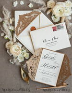 WEDDING INVITATIONS lasercut  Elegant Wedding invitations suite, lace Rustic wedding invitation set, rustical wedding invites, eco rustic weding cards 10