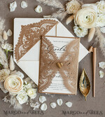 WEDDING INVITATIONS lasercut  Elegant Wedding invitations suite, lace Rustic wedding invitation set, rustical wedding invites, eco rustic weding cards 10