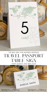 TABLE DECOR SIGNS Beach/marine/ Destionation Wedding Theme Travel Passport Wedding Table Number – Luxury Tent Card, ivory wedding stationery, tent table numbers3