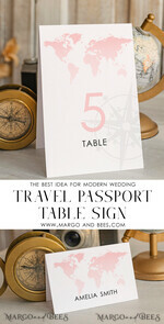 TABLE DECOR SIGNS Beach/marine/ Destionation Wedding Theme Travel Passport Wedding Table Number – Luxury Tent Card, ivory wedding stationery, tent table numbers3