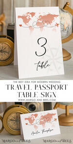 TABLE DECOR SIGNS Beach/marine/ Destionation Wedding Theme Travel Passport Wedding Table Number – Luxury Tent Card, ivory wedding stationery, tent table numbers3
