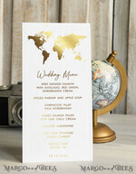 MENU & PROGRAMS Beach/marine/ Destionation Wedding Theme Travel Passport Gold Foil Wedding menu, Wedding program dinner, Elegant Destination menu, Personalized wedding decoration4