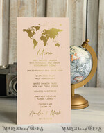 MENU & PROGRAMS Beach/marine/ Destionation Wedding Theme Travel Passport Gold Foil Wedding menu, Wedding program dinner, Elegant Destination menu, Personalized wedding decoration4