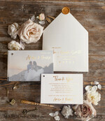 THANK YOU CARDS modern/romantic Thank you card with photo peach gold3