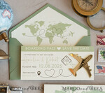 SAVE THE DATES beach travel magnets Sage green  golden airplane magnet Save The Date Cards  boardingpass travel airplane save the dates destination wedding magnets13