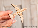 SAVE THE DATES beach travel magnets Sage green  Wooden airplane magnet Save The Date Cards  boardingpass travel airplane save the dates destination wedding magnets12