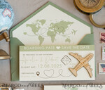 SAVE THE DATES beach travel magnets Sage green  Wooden airplane magnet Save The Date Cards  boardingpass travel airplane save the dates destination wedding magnets12