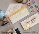 SAVE THE DATES beach travel magnets Blush Pink golden airplane magnet Save The Date Cards  boardingpass travel airplane save the dates destination wedding magnets12