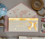 SAVE THE DATES beach travel magnets Blush Pink golden airplane magnet Save The Date Cards  boardingpass travel airplane save the dates destination wedding magnets12