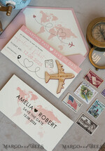 SAVE THE DATES beach travel magnets Blush Pink Wooden airplane magnet Save The Date Cards  boardingpass travel airplane save the dates destination wedding magnets9