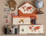 SAVE THE DATES beach travel magnets Terracotta golden airplane magnet with photo Save The Date Cards  boardingpass travel airplane save the dates destination wedding magnets14