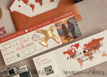 SAVE THE DATES beach travel magnets Terracotta golden airplane magnet with photo Save The Date Cards  boardingpass travel airplane save the dates destination wedding magnets14