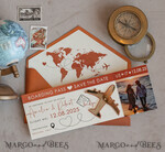SAVE THE DATES beach travel magnets Terracotta golden airplane magnet with photo Save The Date Cards  boardingpass travel airplane save the dates destination wedding magnets14