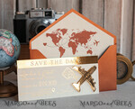 SAVE THE DATES beach travel magnets Terracotta  golden airplane magnet Save The Date Cards  boardingpass travel airplane save the dates destination wedding magnets12