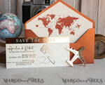 SAVE THE DATES beach travel magnets Terracotta  golden airplane magnet Save The Date Cards  boardingpass travel airplane save the dates destination wedding magnets12