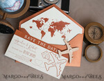 SAVE THE DATES beach travel magnets Terracotta  Wooden airplane magnet Save The Date Cards  boardingpass travel airplane save the dates destination wedding magnets22