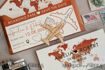 SAVE THE DATES beach travel magnets Terracotta  Wooden airplane magnet Save The Date Cards  boardingpass travel airplane save the dates destination wedding magnets9