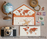 SAVE THE DATES beach travel magnets Terracotta  Wooden airplane magnet Save The Date Cards  boardingpass travel airplane save the dates destination wedding magnets9