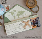 SAVE THE DATES beach travel magnets Sage green Wooden airplane magnet Save The Date Cards with photo boardingpass travel airplane save the dates destination wedding magnets15